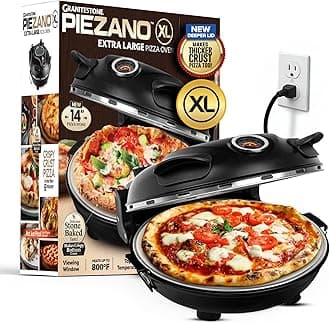 14 Inch Extra Large Crispy Crust Pizza Oven by Granitestone – Family Sized Electric Pizza Oven Indoor Countertop Maker with Stone Heats up to 800˚F for Stone Baked Pizzeria Style at Home