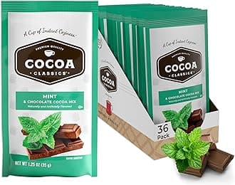 Mint Cocoa Mix, Hot Chocolate, Made with Nonfat Milk, Just Add Hot Water, Make Hot or Iced Cocoa, Gluten Free & Kosher Dairy Friendly, 1.25oz Packets (Pack of 36)