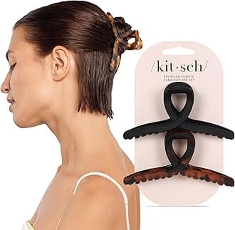 Large Hair Clips for Women - Jumbo Loop Hair Claw Clips for Thick Hair | Big Hair Clip & Claw Clip for Teen Girls | Stylish Banana Clip | Hair Styling Accessories (2pc Tortoise&Black)