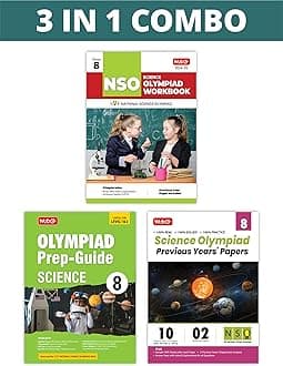 MTG National Science Olympiad (NSO) Workbook, Prep-Guide & Previous Years Papers (PYQs) with Mock Test Paper Class 8 - SOF Olympiad Books For 2024-25 Exam (Set of 3 Books)