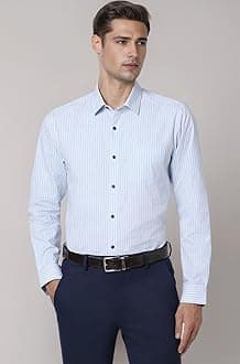 Men's Striped Slim Fit Full Sleeve Formal Shirt | Cotton-Rich | Wonder Fabric | Pin-Point Oxford Weave