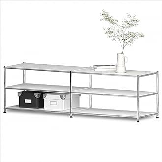 Metal Storage Rack, 3-Tiers Adjustable Storage Shelves, DIY Modern Home Furnishing, Adjustable Metal Organizer for Home,Kitchen,Office,Entryway, (White)