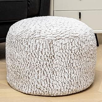 Asuprui Pouf Ottoman Unstuffed Ottoman Foot Rest No Filler Soft Fur Foot Stool 20x20x12 Inches Fuzzy Chair Floor Pouf Chair with Storage for Living Room Bedroom Snow Coffee