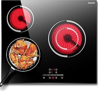 Electric Cooktop 24 Inch - 3 Burner Bulit-in Electric Ceramic Cooktop, Radiant Ceramic Stovetop with 9 Heating Level, Timer, Safety Lock, 5200W 220-240V Hard Wire Sensor Touch Control(No Plug)