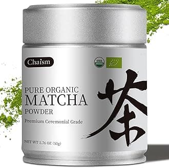 Chaism Ceremonial Grade Matcha Green Tea Powder - Premium First Harvest USDA Organic Gluten-Free Vegan, 100% Pure Unsweetened No Additives, 1.76oz Tin