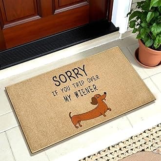 Funny Dog Doormat Outdoor Welcome Entrance Door Mat Front Back Door Entryway Floor Mat Inside Outside Non-Slip Welcome Carpet Rug Indoor Washable Doormat for Patio Hallway Home Decor