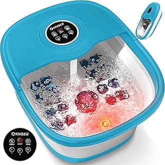 Collapsible Foot Spa with Heat, Remote Control, Temperature Control, Bubbles, Pumice Stone, Red Light, Timer, 16 Massage Roller Pedicure Foot Bath Tub Foot Soaker for Relaxation & Stress Relief