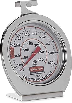 Rubbermaid Commercial Products Stainless Steel Monitoring Thermometer, Safe for Inside Oven/Grill/Smoker, 60-580°F Range, Easy to Read Food Thermometer For Food Resturant/Home Cooking