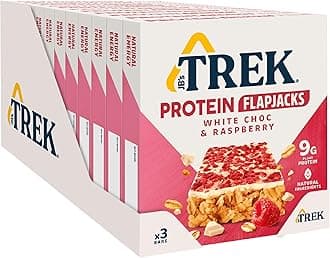 JB's Trek High Protein Flapjack White Chocolate Raspberry - Gluten Free - Plant Based - Vegan Snack - 50g x 36 bars