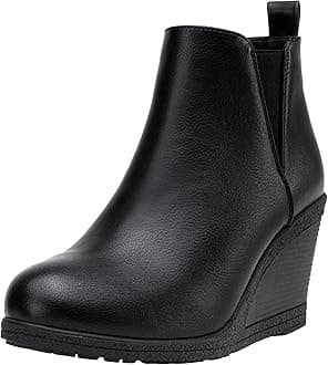 VeposeWomen's 9679 Low Wedge Boots, Comfortable Ankle Booties with Inside Zipper