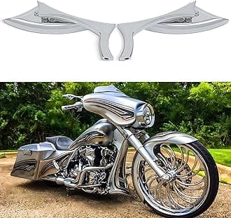 Chrome Bat Shape Motorcycle Mirrors,Upgrade Rearview Motorcycle Mirrors Compatible with Harley Road King Sportster Street Glide And More