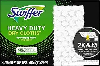 Swiffer Sweeper Heavy Duty Dry Multi-Surface Cloth Refills for Floor Sweeping and Cleaning, Unscented, 32 Count