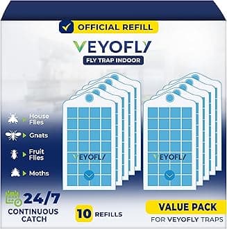 VEYOFLY Refill Flying Insect Trap, Insect Catcher, Indoor Fly Trap, Indoor Flea Trap, Safer Home, Indoor Mosquito & Fruit Fly Trap, (Refill 10-Pack)