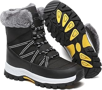ziitopWomens Snow Boots Warm Fur Lined Winter Boots Anti Slip Ankle Boots Mid Calf Snowboots Waterproof and Cold-Resistant Outdoor Walking Shoes for Women Ladies Girls