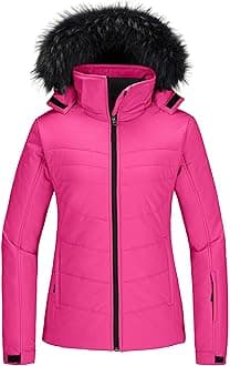 Skieer Women's Waterproof Ski Jacket Warm Puffer Jacket Thick Hooded Winter Coat