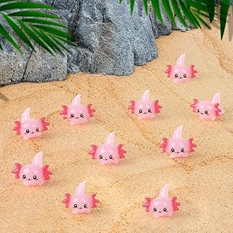 CCINEE 20 pcs Mini Resin Axolotl Slime Charm Axolotl, Tiny Animal Figurine Miniature Figures Garden Landscape Aquarium Dollhouse Ornament Potted Plants Decor DIY Crafts for Christmas Birthday Party