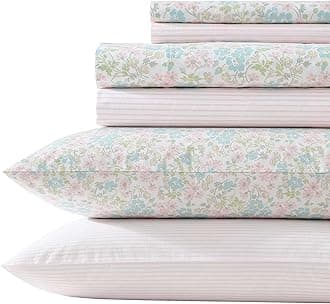 Sheet Set, Super Soft Bedding Set with Deep Pocket, Includes Matching Bonus Pillowcases, Floral Home Decor (Jaynie Pink, Queen)