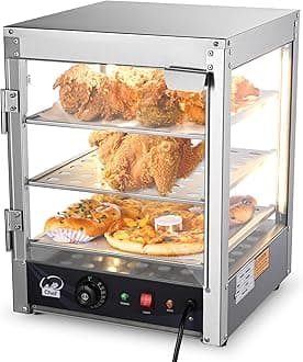 WeChef 3-Tier Commercial Food Warmer Display Pizza Warmer Countertop Pastry Warmer for Restaurant Cafe Buffet 15x15x20