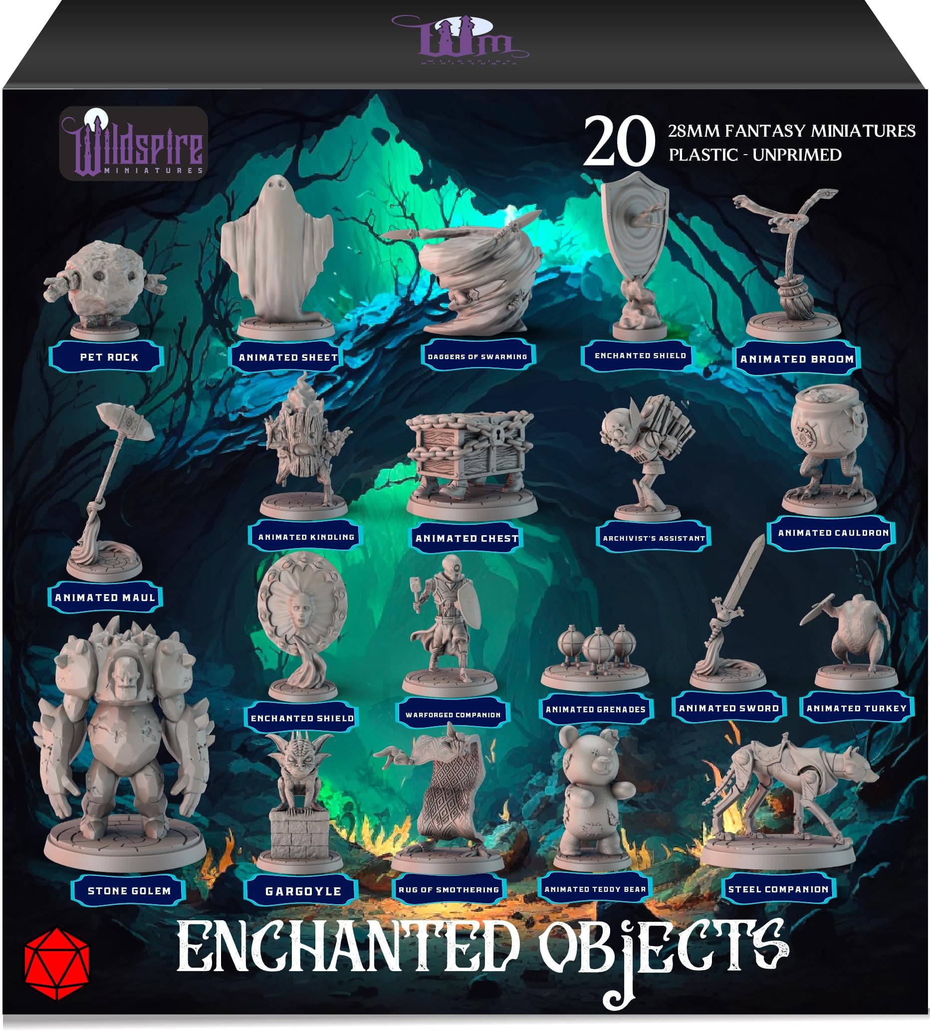 Wildspire 20 Enchanted Objects - Animated Objects for DND Miniatures 28-32mm Dungeons & Dragons Minis Bulk D&D Figures DND Minis Bulk Fantasy Spell Effects Tabletop Fantasy Game Miniature Accessories