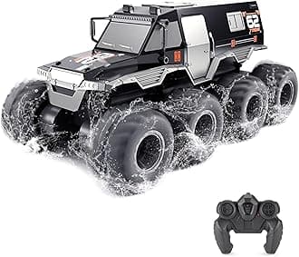GoolRC Amphibious Remote Control Car, 8WD RC Cars, 2.4GHz Remote Control Boat, Waterproof Off Road RC Monster Truck, All Terrains Electric Armored Vehicle Crawler for Adults (Black)