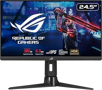 ASUSROG Strix 380Hz 25” (24.5-inch viewable) 1080P HDR Esports Gaming Monitor (XG259QN) - 0.3ms, Fast IPS, FreeSync Premium, ELMB Sync, DisplayPort, HDMI, USB Hub, DisplayHDR 400