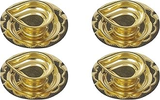 Traditional Brass Diya for Puja | Pooja Aarti | Arti Deepak Deepam Oil Lamp for Home Temple Decor Gifts Puja Articles Decor Gifts (4) - DD Diya