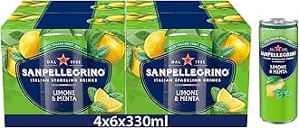 Italian Sparkling Drinks Tastefully Light Sparkling Lemon & Mint Canned Soft Drink 24 Pack (4 Pack x 6 x 330 ml) | 74 kCals per Can