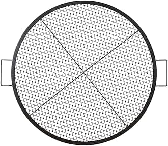 X-Marks Fire Pit Grill Grate, Round Cooking Grate, Heavy Duty Steel Campfire BBQ Grill Grid with Handle and Support X Wire, Portable Camping Cookware for Outside Party & Gathering, 36 Inch Black