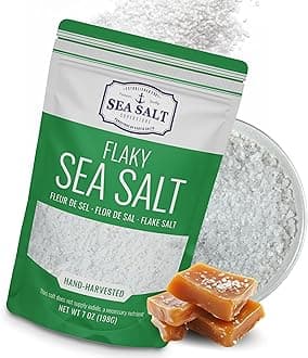 Flaky Hand Harvested Sea Salt Flakes, Baja Fleur de Sel Flake Salt, for Baking and Cooking and Fishing, 7 oz Bag