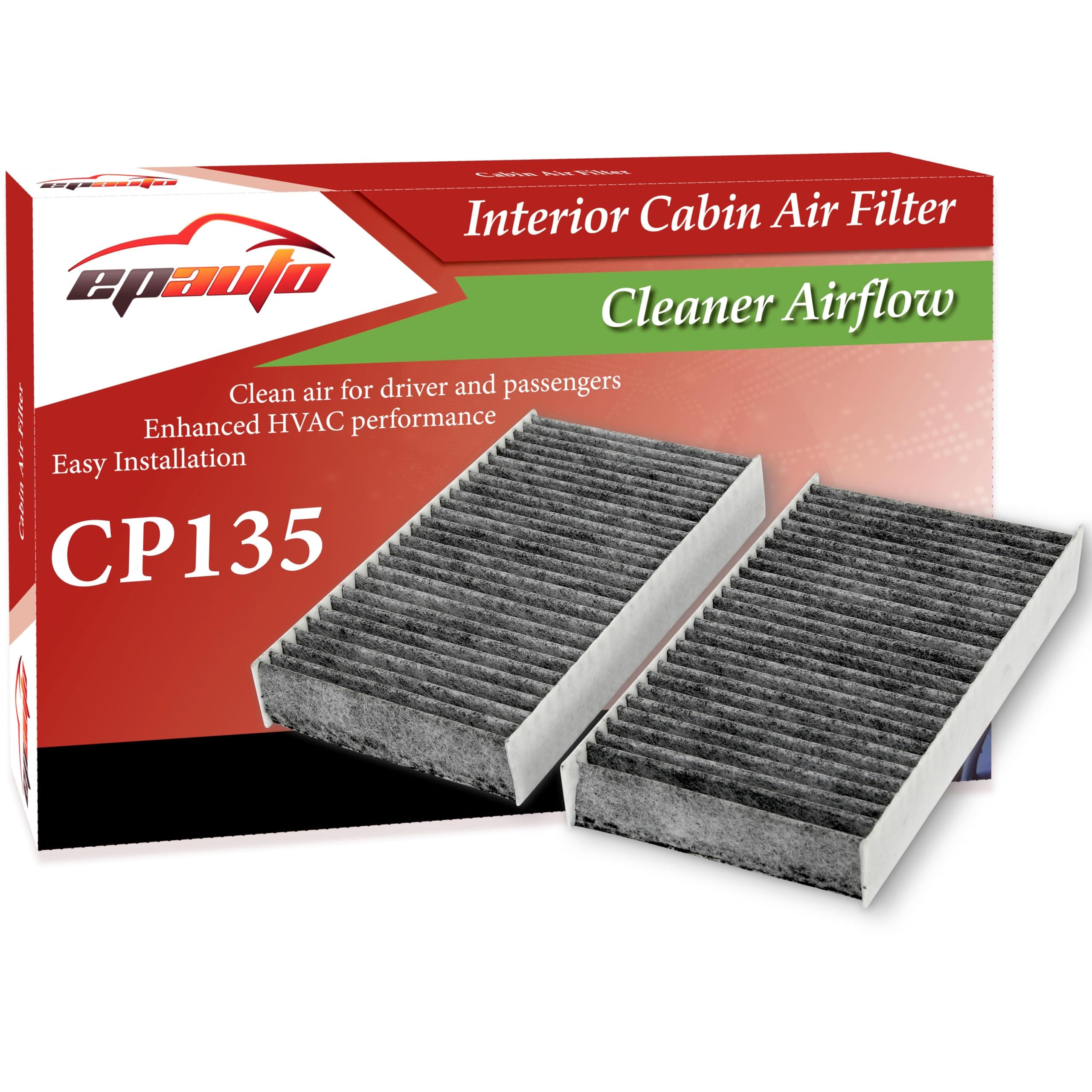CP135 (CF10135) Cabin Air Filter includes Activated Carbon, Replacement for Honda Civic (2001-2005), CR-V (2002-2006), Element (2003-2011), Acura RSX (2002-2006), EL (1997-2005)