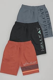 Pack of 3 Trendy Typographic Printed Mid Rise Shorts for Boys