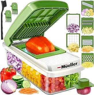 Vegetable Chopper, Mandoline Slicer, Food Veggie Chopper, Cheese Grater, Onion Vegetable Cutter with Container, Dicer, Kitchen Gadgets & Essentials, White Sand/Green