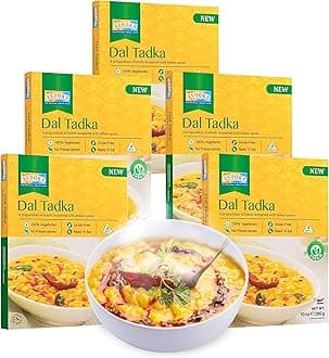 Ashoka Meals 1932, Plant-Based Lentils Curry, All-Natural Ready to Eat Meals, Authentic Dal Tadka, Portable Indian Food, Great for Lunch, Kosher Certified, Gluten-Free, No Preservatives, Pack of 5