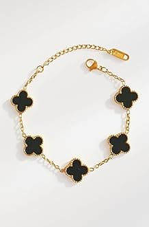 Clover Anti Tarnish Bracelet for Women Stylish | Stainless Steel Bracelet for Woman | Fashion Jewellery for Women Aesthetic Accessories for Girls Chain Bracelet Gold