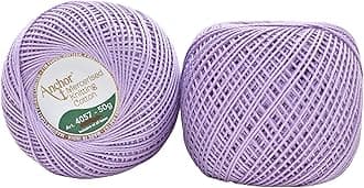 HUNNY- BUNCH Premium Anchor Mercerised Knitting Crochet Cotton Thread Yarn Balls for Knitting, Weaving, Embroidery, DIY and Craft Making (Art. 4057) 50G - Pack of 1 (104) Purple
