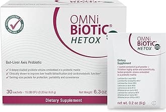 OMNi BiOTiC HETOX Probiotic Liver Detox - Bifidobacterium & Lactobacillus Probiotic Supplement - Hypoallergenic Gut-Liver Support - Non-GMO Detox Cleanse for Men and Women (30 Daily Packets)