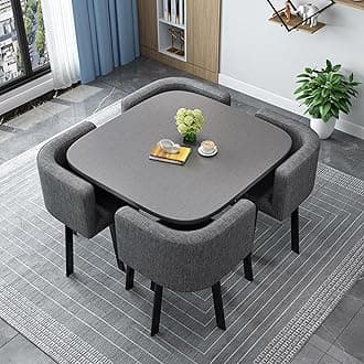 Round/Square Dining table Set with Chairs,Modern Conference Table and 4 Chairs Set,Reception Table and Chair Combination,Wooden Kitchen Table Set for 4 for Dining Room(80cm(31.5in),4)