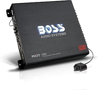 BOSS Audio R3004 Riot 1200 Watt, 4 Channel, 2/4 Ohm Stable Class A/B, Full Range, Bridgeable, MOSFET Car Amplifier with Remote Subwoofer Control