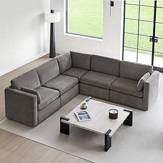 Oversized Modular Sectional Fabric Sofa Set, FSC Certified Extra Large 5 Seat V Shaped Corner Sectional Cloud Couch for Living Room, 106 inch Width, 4 Seat and 1 Middle Corner, Grey