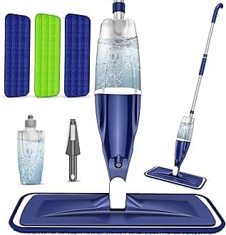 Microfiber Spray Mop for Floors Cleaning: Wet Dry Hardwood Floor Mops with 3 Washable Reusable Pads for Swiffer Powermop - Flat Mop with Sprayer for Tile Wood Laminate Vinyl Marble