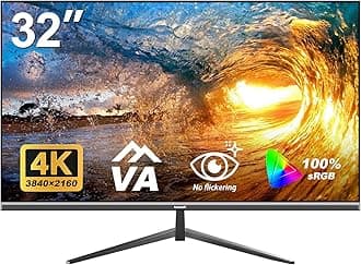 Gawfolk32 Inch 4K UHD Computer Monitor, Ultra-Clear (3840×2160p) Screen, 100% sRGB,178° Viewing Angle, HDMI、Display Port, Compatible with Wall mounting 100 * 100MM - Black