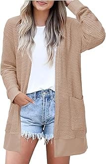 STYLEWORD Women's Fashion Cardigan Sweater Lightweight Open Front Long Casual Beach Kimonos Outfits with Pockets