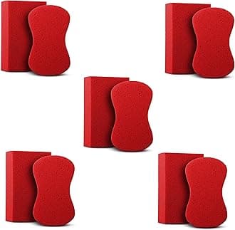 Sponges for Cleaning - 5 Pack - Multi-Purpose Cleaning Sponge, Perfect as Car Wash Sponge, Household Cleaning Sponges, Tile Grout Sponge, Red