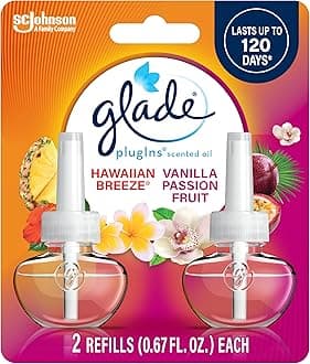 Glade PlugIns Refills Air Freshener, Scented and Essential Oils for Home and Bathroom, Hawaiian Breeze & Vanilla Passion Fruit, 0.67 Fl Oz (Pack of 2)