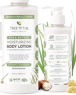 Cocoa Butter Lotion for Sensitive Skin - Moisturizing Shea Butter Lotion for Extremely Dry Skin for Women & Men - Lemongrass & Coconut Body Cream w/Organic Aloe Vera, Colloidal Oatmeal