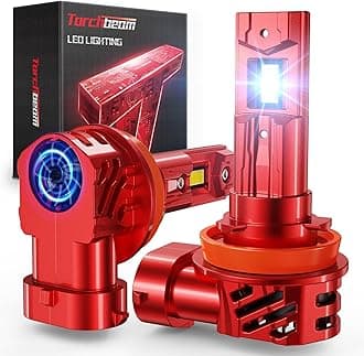 Torchbeam 𝐇𝟏𝟏/𝐇𝟖/𝐇𝟗 𝐁𝐮𝐥𝐛𝐬 𝟰𝟴𝟬𝟬𝟬𝗟𝗠 𝐁𝐫𝐢𝐠𝐡𝐭𝐧𝐞𝐬𝐬 6500K Cool White 𝐇𝟏𝟏 Fog Light Bulbs Waterproof 50,000 Hours Easy Install in 3 Minutes Plug-N-Play 2PCS