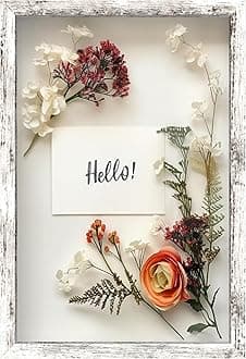 FrameWorks 12" x 18" White Driftwood Frame - Soft Felt Back, Tempered Glass and Includes Elegant White Ball Push Pins