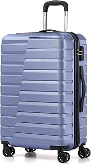 Medium Checked Luggage with Spinner Wheels Hardside Suitcase TSA Lock Telescopic Handle(Blue)