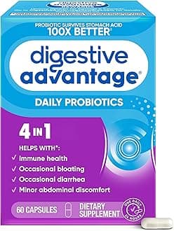 Probiotics for Digestive Health, Daily Probiotics for Women & Men, Supports Gut Health, Occasional Bloating & Diarrhea, Minor Abdominal Discomfort, & Immune Support, 60ct Capsules