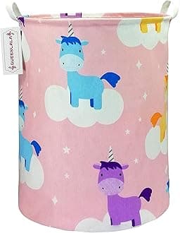 Large Storage Basket,Laundry Hamper/Bathroom/Home Decor/Collapsible Round Storage Bin,Boys and Girls Hamper/Boxes/Clothing(Pink Unicorn)